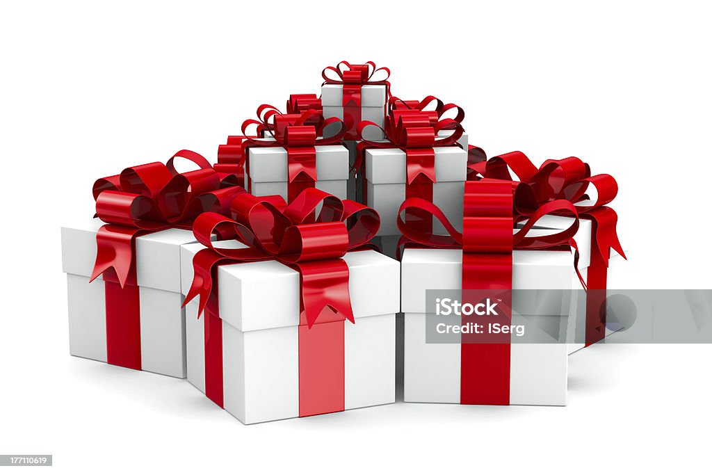 White gift boxes. Isolated 3D image Gift Stock Photo