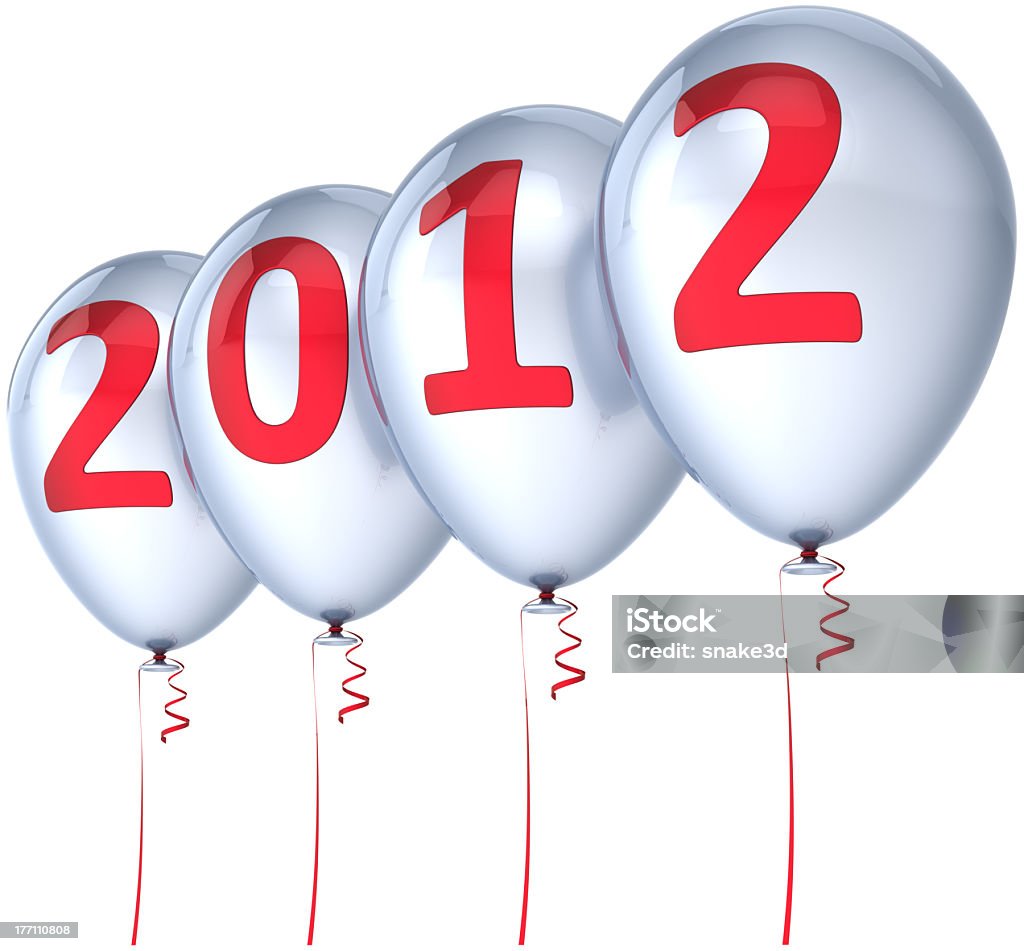 Szczęśliwego Nowego Roku 2012 białe Balony Dekoracja - Zbiór zdjęć royalty-free (Balon)