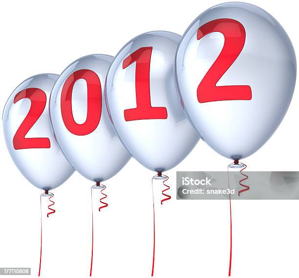 Szczęśliwego Nowego Roku 2012 Białe Balony Dekoracja - zdjęcia stockowe i więcej obrazów Balon