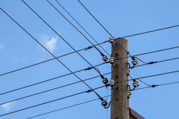 istock Electricity post with wire lines. Power electric distribution 1771109825