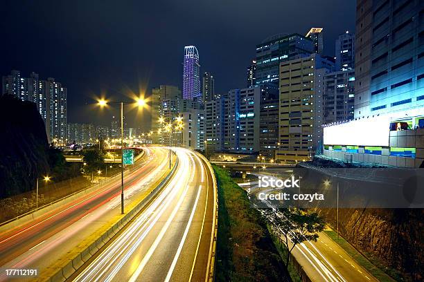 Traffic Night And Big Advertising Block Stock Photo - Download Image Now - Architecture, Asia, Beauty In Nature