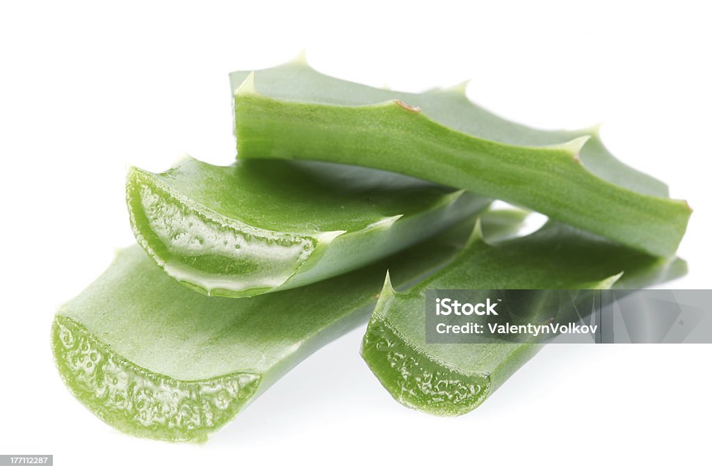 Pieces of aloe vera Pieces of aloe vera on a white background. Aloe Stock Photo