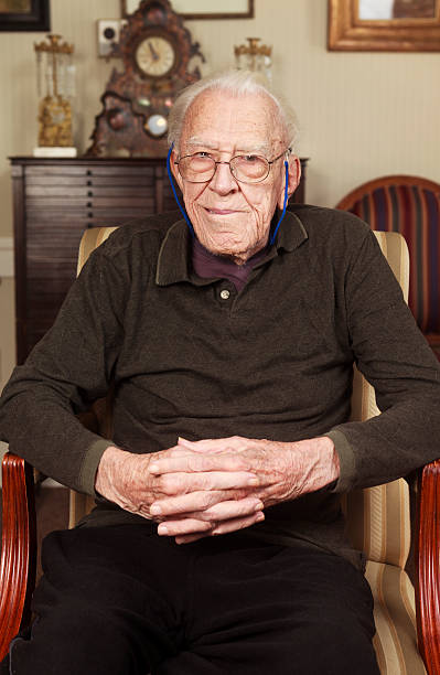 Portrait of a 94 year old man stock photo