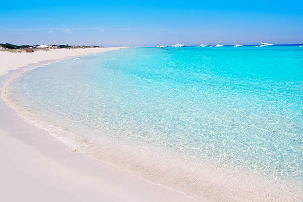 wschód formentera illetes plaży tropikalnej turkusowy - illetas zdjęcia i obrazy z banku zdjęć