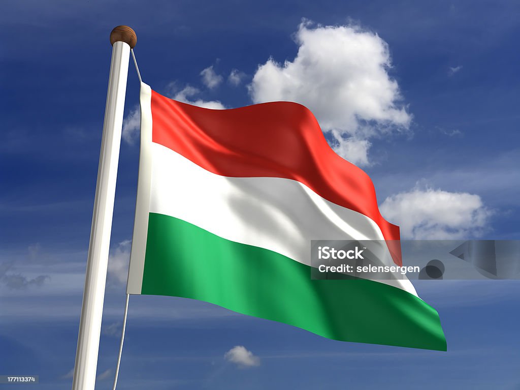 Hongrie Drapeau (Tracé de détourage - Photo de Drapeau hongrois libre de droits
