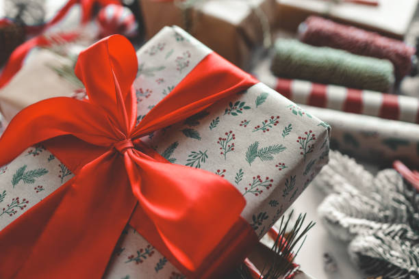 istock Christmas gift with a big bow close-up 1771141758