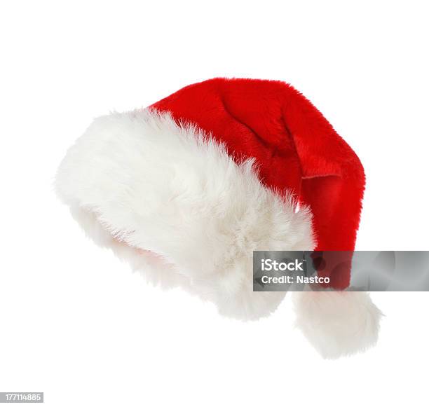 Santas Hat Isolated On White Background Stock Photo - Download Image Now - Santa Hat, Cut Out, Cap - Hat