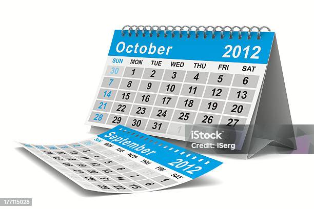 Photo libre de droit de Calendrier De Lannée 2012 Octobre Isolé 3d Image banque d'images et plus d'images libres de droit de 2012