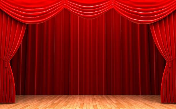istock Red velvet curtain opening scene 177115631
