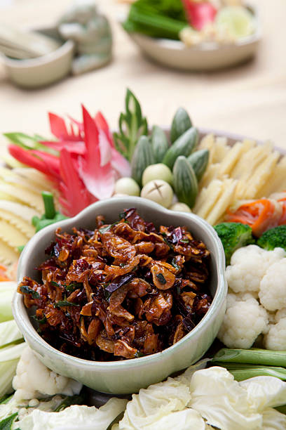 Shrimp Paste Dipping Sauce - Nam Prik Goong Siap stock photo