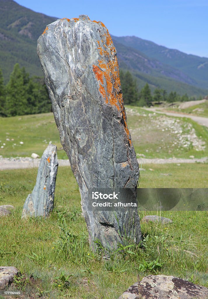 Ancient graves Ancient graves in the steppes of the Mongolian Altai Altai Mountains Stock Photo
