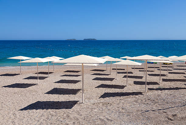 istock Beach umbrella on tropical resort 177116895