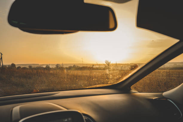 istock Rural scene, view from the front window of a car 1771169495