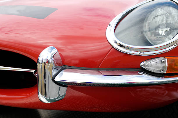 Jaguar E-Type Nose in red stock photo