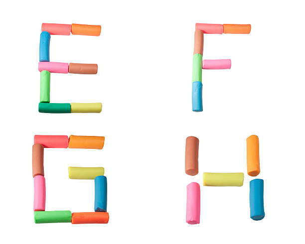 plasticine 알파벳 문자 (e, f, g, h - letter h alphabet three dimensional shape green 뉴스 사진 이미지
