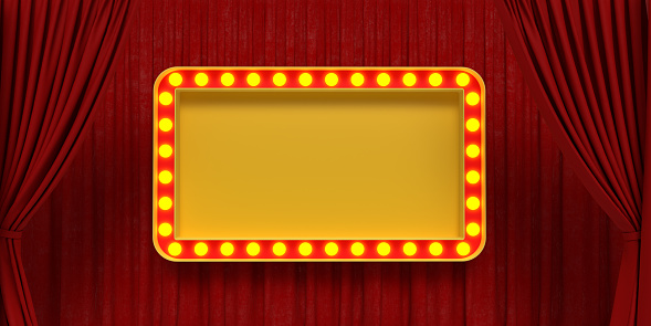 Blank Theater Sign isolated on white background. 3D render