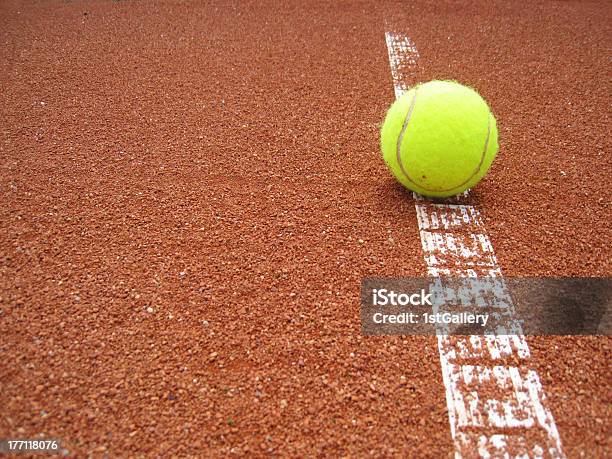 Tennis Court Line With Ball Stock Photo - Download Image Now - Close-up, Copy Space, Extreme Close-Up