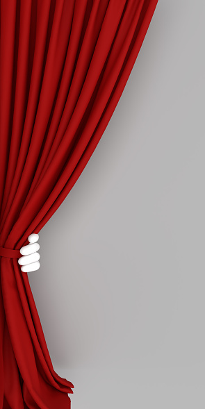3D realistic stage curtain background with copy space and clipping path. Illustration design template for image presentation. New product release concept.