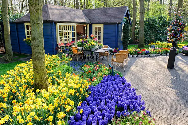 "Flower shop in Keukenhof Gardens, Lisse, Netherlands"