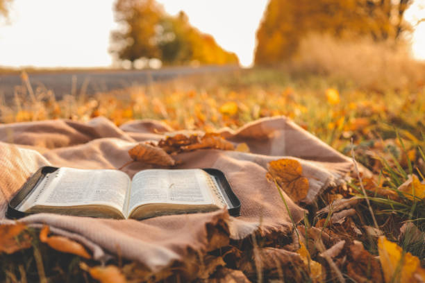 istock Open Bible on a blanket, autumn 1771183687