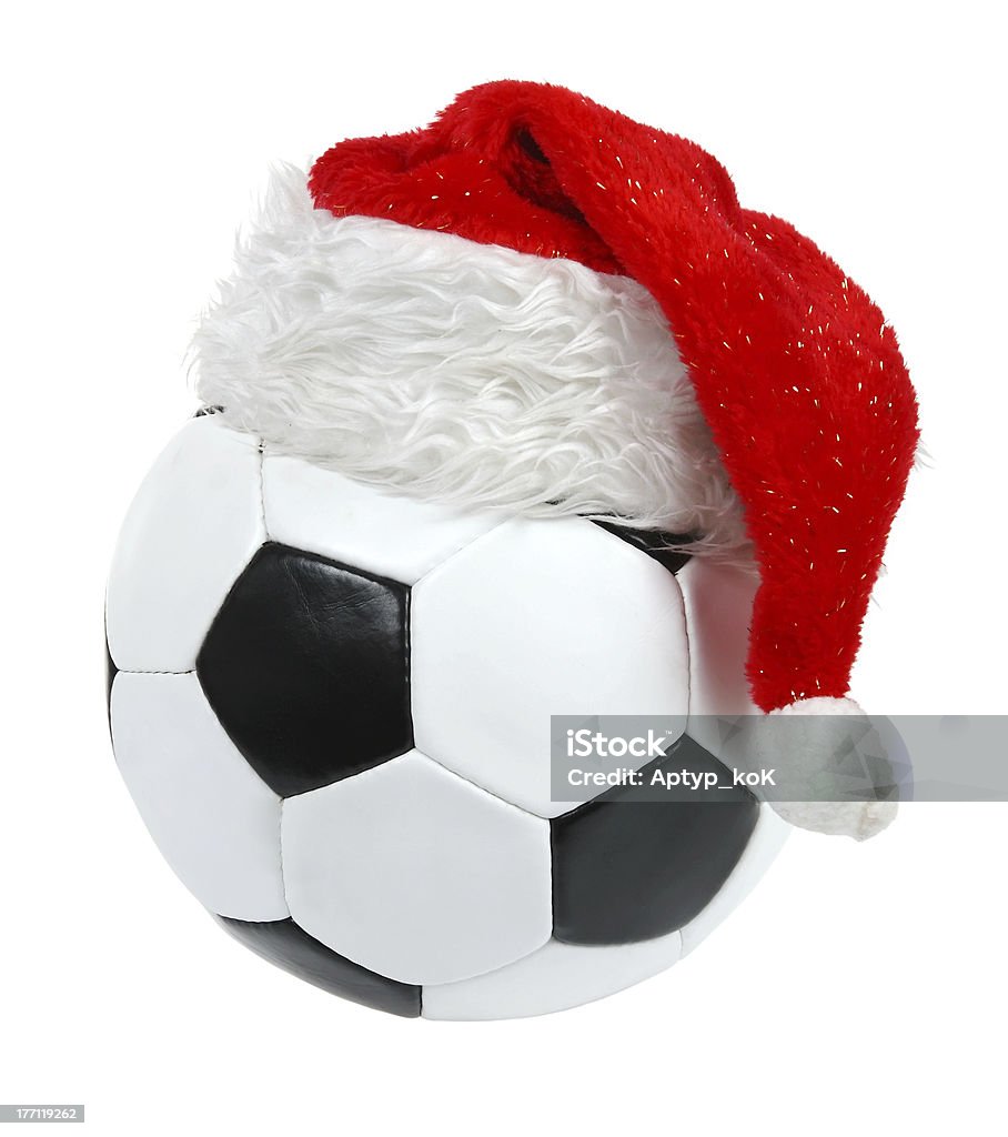 Pai Natal chapéu sobre a bola de futebol - Royalty-free Bola Foto de stock