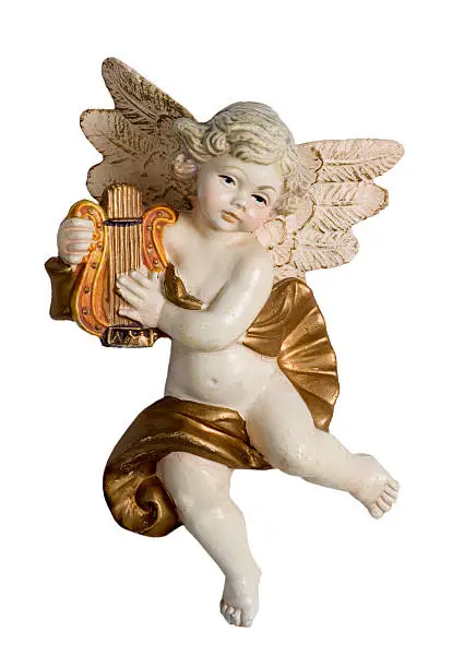 Photo of harp playing putto