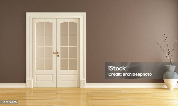 Empty Interior With Sliding Door Stock Photo - Download Image Now - Brown, Building Entrance, Closed