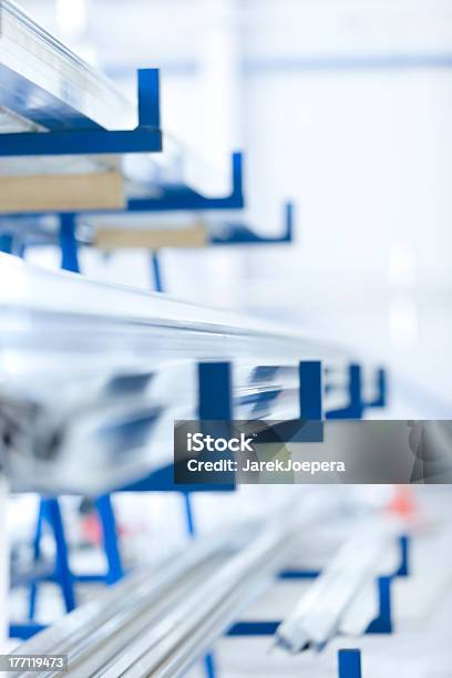 Aluminium Profiles In Warehouse Stock Photo - Download Image Now - Aluminum, Blue, Construction Industry
