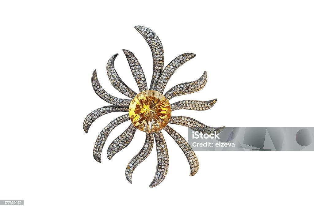 Preto Broche de ouro com citrine e Diamantes - Royalty-free Acessório Foto de stock