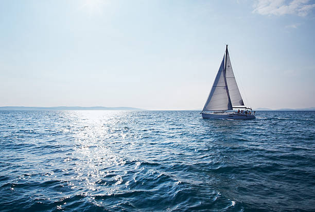 istock Yacht sailing across the blue sea 177120433