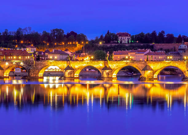 istock Charles bridge over Vltava river at night, Prague, Czech Republic 1771204862