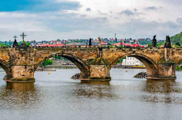 Charles Bridge and Prague Castle over Vltava River, Prague