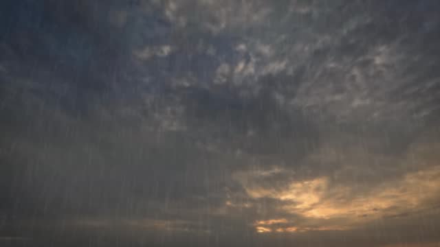 fast timelapse of the sky with spooky rain at sundown