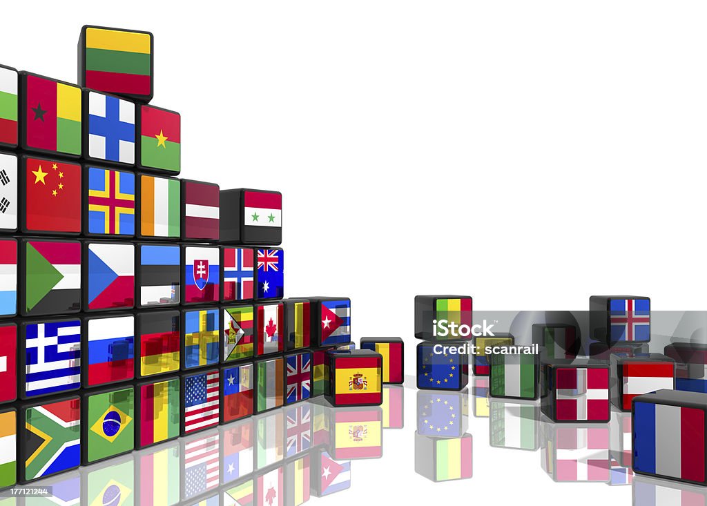 Collage from cubes with flags See also: Composite Image Stock Photo