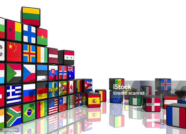 Collage From Cubes With Flags Stock Photo - Download Image Now - Composite Image, Flag, Image Montage