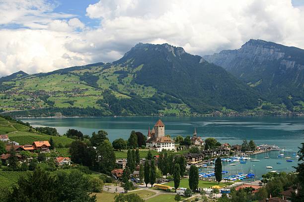istock Spiez harbour and the castle, Switzerland 177121697