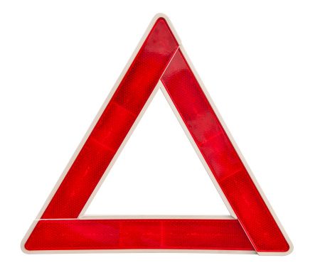 Red emergency triangle on a white with clipping path