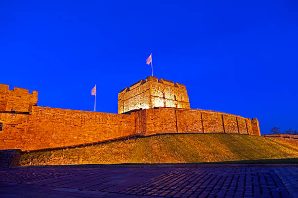 Carlisle Castle at night stock photo