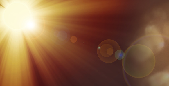 Abstract sunlight effect. Sun lens flare background. Concept of sun, sunset, sunlight
