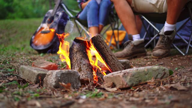 Wood-burning campfire