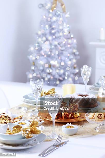 Place Setting For Christmas Stock Photo - Download Image Now - Christmas, Table, Indoors