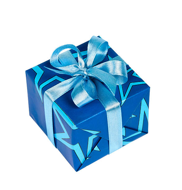 istock Gift box tied with blue ribbon 177122820