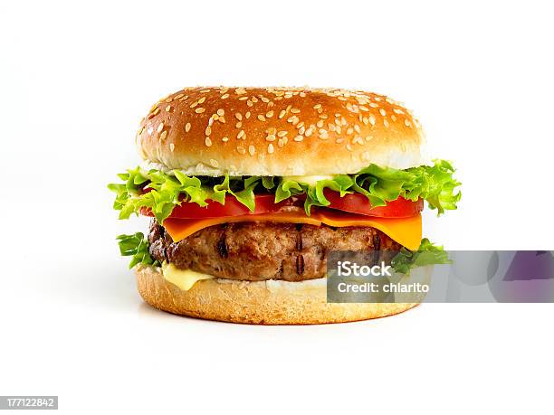 Hamburger Isoliert Stockfoto und mehr Bilder von Burger - Burger, Vorderansicht, Weißer Hintergrund