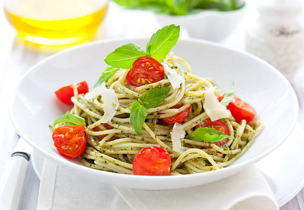 istock spaghetti with  pesto and tomato 177122873
