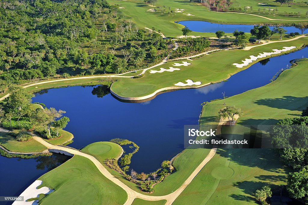 aerial view of florida golf course aerial view of nicely manicured florida golf course Aerial View Stock Photo