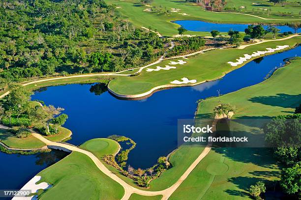 Aerial View Of Florida Golf Course Stock Photo - Download Image Now - Aerial View, Architecture, Flag