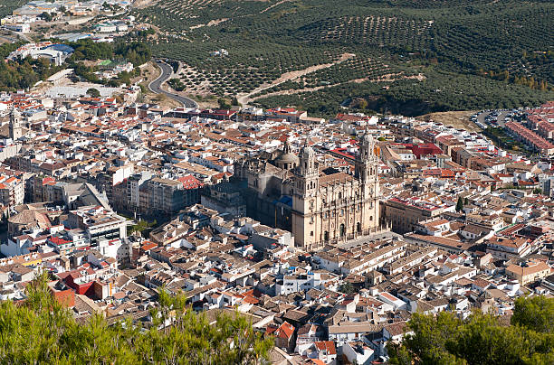 Cathedral in Jaen City Spain View of Cathedral in Jaen City, from Santa Catalina Castle, Andalusia, Spain jaen stock pictures, royalty-free photos & images