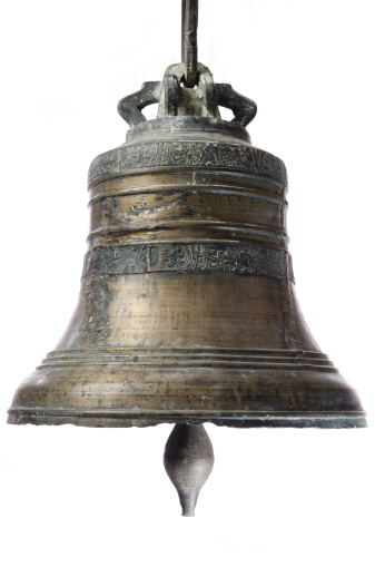 One old and big church bell isolated on white background (with clipping path)