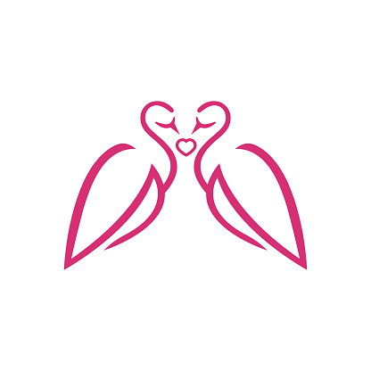 Form of two Stork forming a heart, Stork Love Logo Symbol Design Symbol Template Flat Style Vector