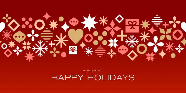 Vector illustration of Red Geometric Holiday Christmas Greeting Card Design